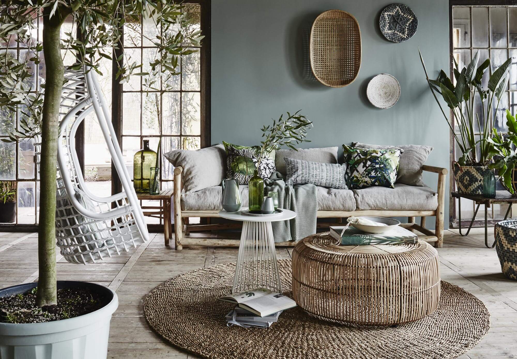 Looks for Less:  Calm, Gray Plant-filled Living Room (of my dreams)